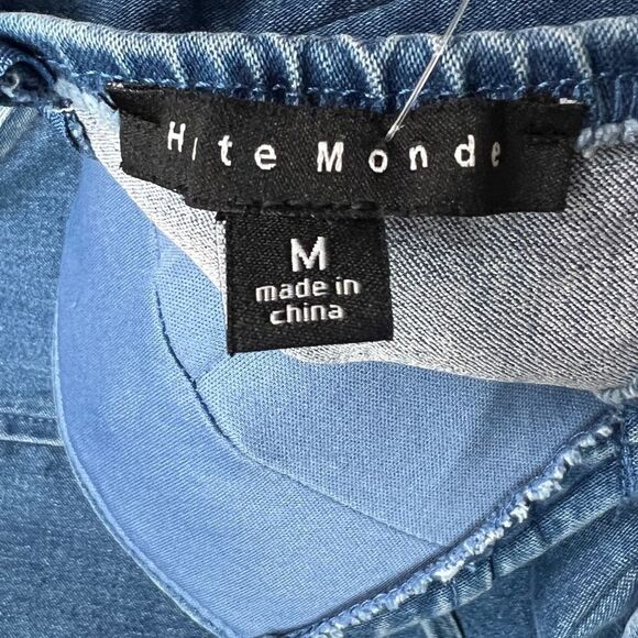 Women’s Sequin bustier denim bodycon jumpsuit skinny stretch size M. - Picture 8 of 8